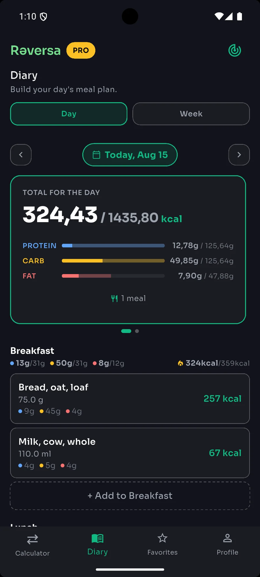 Today's diary with macros