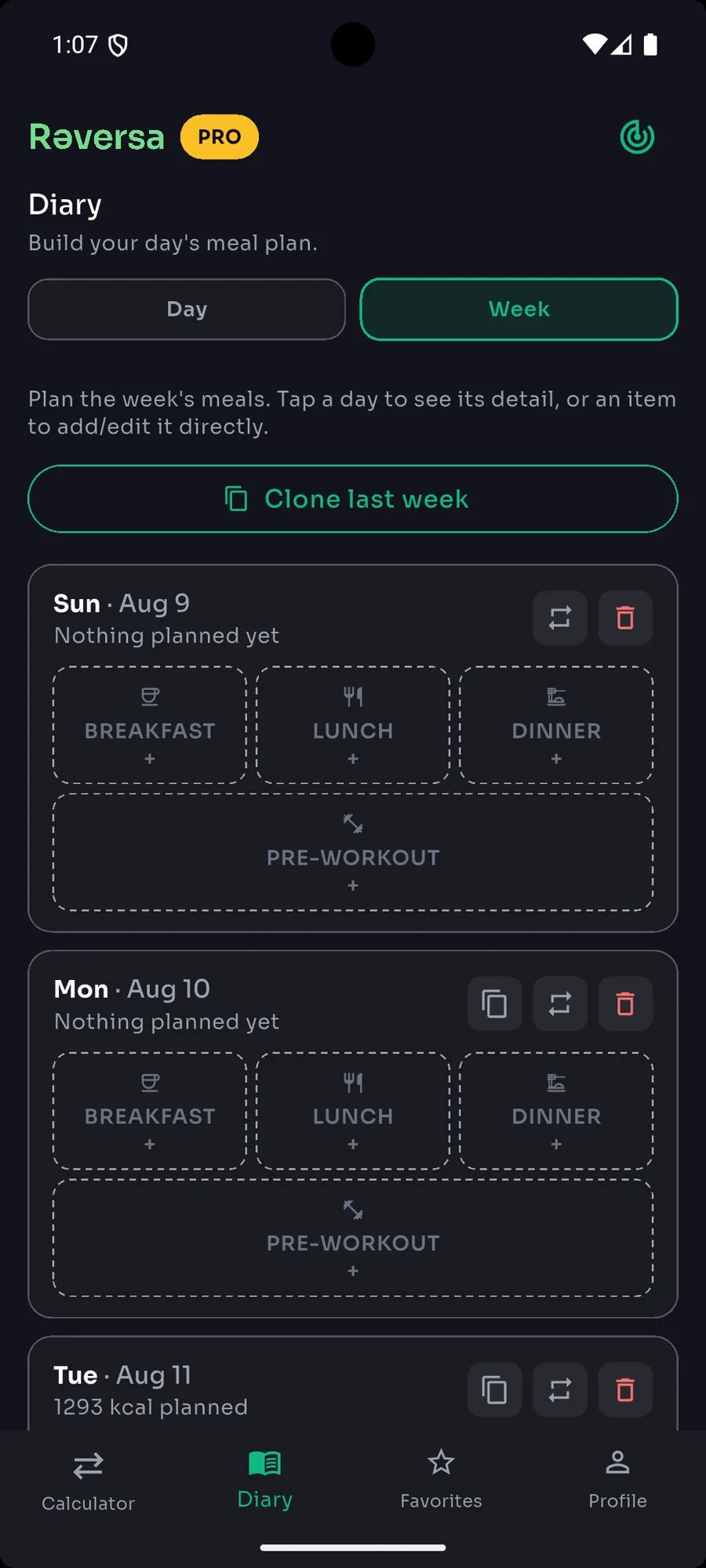 Week planning